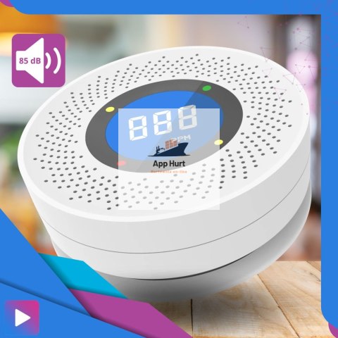 Czujnik Czadu i Dymu ASATO® 1C - Bezprzewodowy z Wyświetlaczem LCD - Alarm 85dB - Certyfikat CE Czujnik Czadu i Dymu ASATO® 1C - Bezprzewodowy z Wyświetlaczem LCD - Alarm 85dB - Certyfikat CE