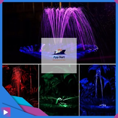 Fontanna Solarna Pływająca LED RGB Do Oczek i Stawów 6 Dysz Napowietrzanie Wody ASATO®