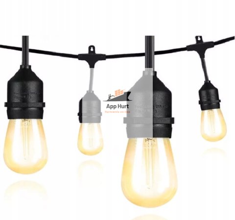 Girlanda Ogrodowa Zewnętrzna Świetlna 15 metrów + 15 Żarówek LED Lampki na Taras Ogród Balkon