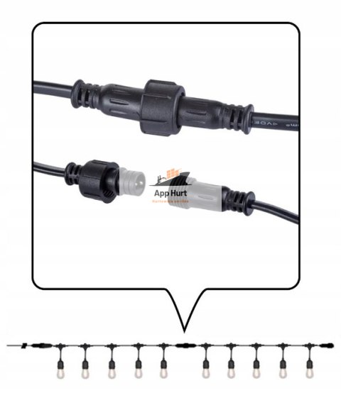 Girlanda Ogrodowa Zewnętrzna Świetlna 15 metrów + 15 Żarówek LED Lampki na Taras Ogród Balkon