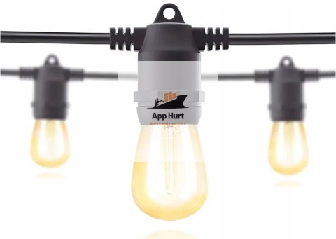 Girlanda Ogrodowa Zewnętrzna Świetlna 15 metrów + 15 Żarówek LED Lampki na Taras Ogród Balkon