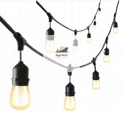 Girlanda Ogrodowa Zewnętrzna Świetlna 20 metrów + 20 Żarówek LED Lampki na Taras Ogród Balkon
