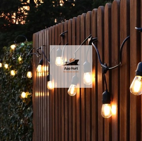 Girlanda Ogrodowa Zewnętrzna Świetlna 20 metrów + 20 Żarówek LED Lampki na Taras Ogród Balkon