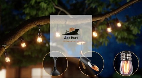 Girlanda Ogrodowa Zewnętrzna Świetlna 20 metrów + 20 Żarówek LED Lampki na Taras Ogród Balkon