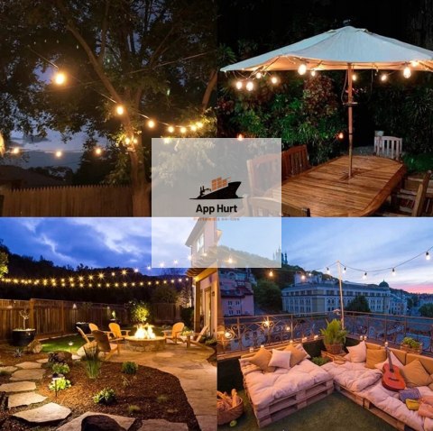 Girlanda Ogrodowa Zewnętrzna Świetlna 20 metrów + 20 Żarówek LED Lampki na Taras Ogród Balkon