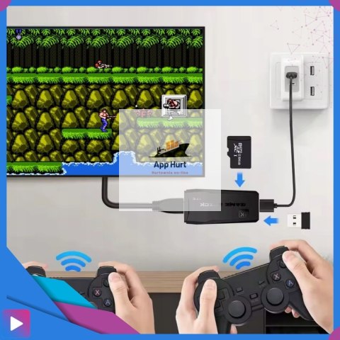 Konsola Retro 10000 Gier 4K HDMI 2 Bezprzewodowe Pady Obsługa 9 Konsol Plug & Play Przenośna ASATO®