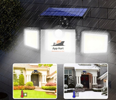 Lampa Solarna 3w1 171 LED Czujnik Ruchu IP65 Panel na Kablu Pilot Zewnętrzna 2400mAh