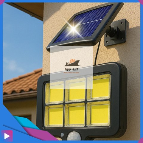 Lampa Solarna z Czujnikiem Ruchu 120 LED ASATO® - Oddzielny Panel z Kablem 480cm - Pilot - 800lm IP64 Lampa Solarna z Czujnikiem Ruchu 120 LED ASATO® - Oddzielny Panel z Kablem 480cm - Pilot - 800lm IP64