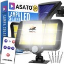 Lampa Solarna z Czujnikiem Ruchu 120 LED ASATO® - Oddzielny Panel z Kablem 480cm - Pilot - 800lm IP64