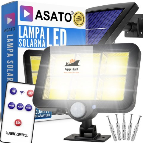 Lampa Solarna z Czujnikiem Ruchu 120 LED ASATO® - Oddzielny Panel z Kablem 480cm - Pilot - 800lm IP64 Lampa Solarna z Czujnikiem Ruchu 120 LED ASATO® - Oddzielny Panel z Kablem 480cm - Pilot - 800lm IP64