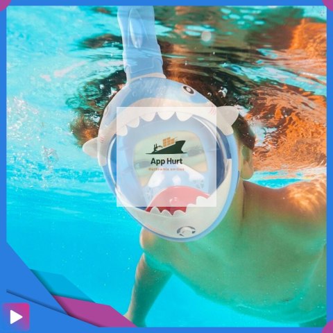 Maska do Nurkowania dla Dzieci Shark - Pełnotwarzowa Maska Rekin z Rurką ASATO®