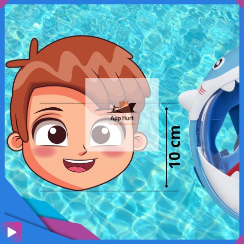 Maska do Nurkowania dla Dzieci Shark - Pełnotwarzowa Maska Rekin z Rurką ASATO®