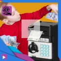 Sejf Skarbonka Dla Dzieci Zabawkowy Bankomat na Monety i Pieniądze Elektryczny PIN