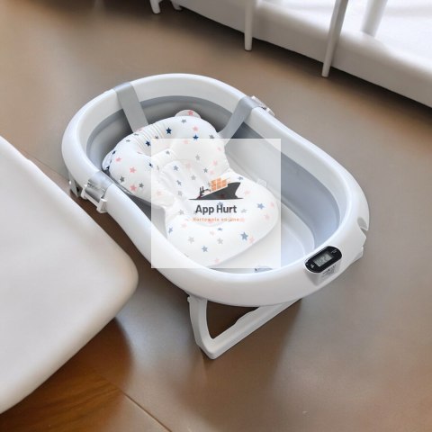 Wanienka Składana dla Dzieci z Termometrem LCD i Poduszką - 0-6 lat, 45kg - Antypoślizgowa Wanienka Składana dla Dzieci z Termometrem LCD i Poduszką - 0-6 lat, 45kg - Antypoślizgowa