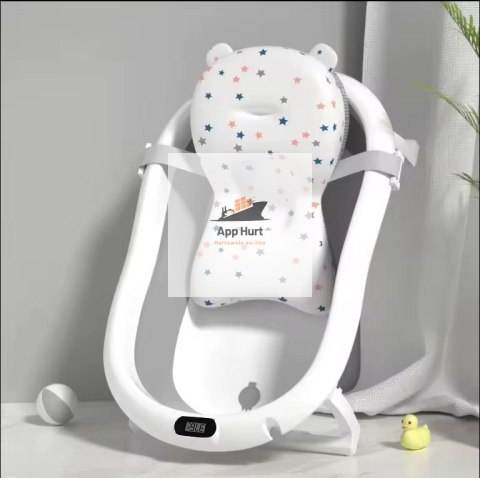 Wanienka Składana dla Dzieci z Termometrem LCD i Poduszką - 0-6 lat, 45kg - Antypoślizgowa Wanienka Składana dla Dzieci z Termometrem LCD i Poduszką - 0-6 lat, 45kg - Antypoślizgowa