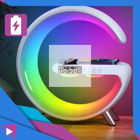 Głośnik Bezprzewodowy Lampka RGB Bluetooth Budzik Ładowarka Bezprzewodowa Zegar ASATO®