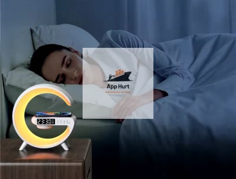 Głośnik Bezprzewodowy Lampka RGB Bluetooth Budzik Ładowarka Bezprzewodowa Zegar ASATO®