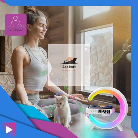 Głośnik Bezprzewodowy Lampka RGB Bluetooth Budzik Ładowarka Bezprzewodowa Zegar ASATO®