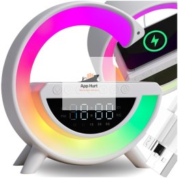 Głośnik Bluetooth Bezprzewodowy Lampa LED RGB Ładowarka QI Zegar Budzik Radio FM ASATO®