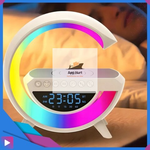 Głośnik Bluetooth Bezprzewodowy Lampa LED RGB Ładowarka QI Zegar Budzik Radio FM ASATO®