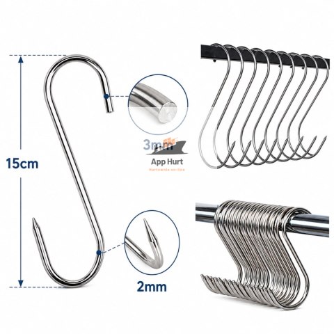 Hak do Wędzarni 20szt haki stalowe 15cm długość średnica 2-3mm