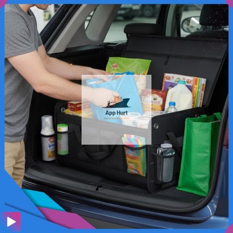 Organizer do Bagażnika Samochodu Składany XL Antypoślizgowy Wzmocniony z Klapą ASATO®