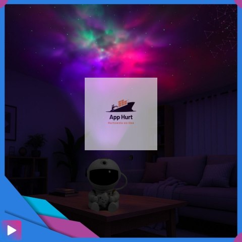 Projektor Gwiazd Astronauta Siedzący LED 8 Trybów Pilot Ruchoma Głowa Lampka Nocna ASATO®