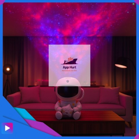 Projektor Gwiazd Astronauta Siedzący LED 8 Trybów Pilot Ruchoma Głowa Lampka Nocna ASATO®