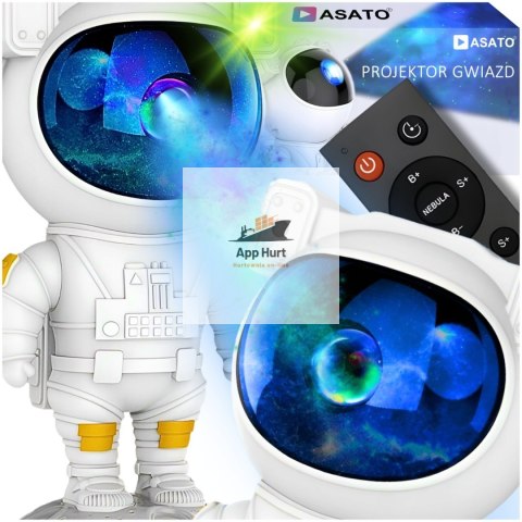 Projektor Gwiazd Astronauta Stojący LED 8 Trybów Pilot Ruchoma Głowa Lampka Nocna ASATO®
