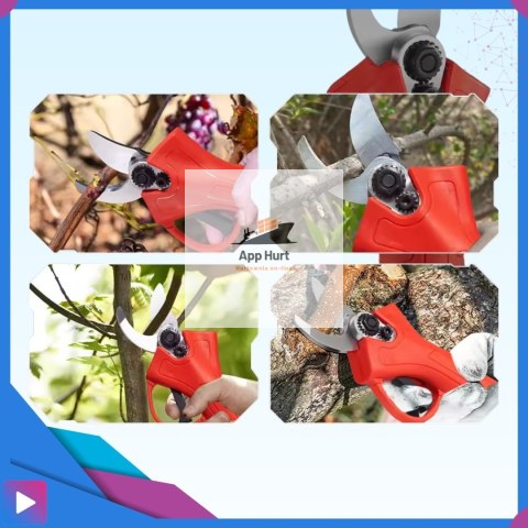 Sekator Akumulatorowy Elektryczne Nożyce do Gałęzi Bezszczotkowy Ogrodowy 120W 21V 2x Akumulator Walizka i Akcesoria ASATO®