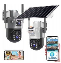 Solarna zewnętrzna kamera dwa obiektywy 4k hd 4mp Na karte sim 4g LTE