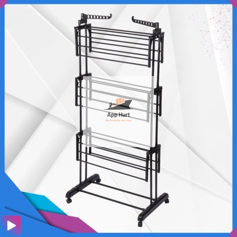 Suszarka na Pranie Pionowa Czarna Ogrodowa Stojąca Składana Duża na Balkon do Domu ASATO®