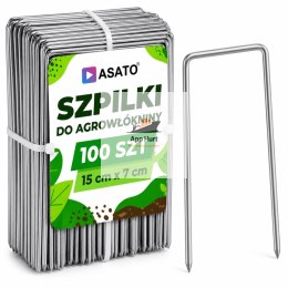 Szpilki do agrowłókniny ASATO® 15x7 cm 100 szt. stal ocynkowana mocne kotwy typu U