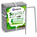 Szpilki do agrowłókniny ASATO® 15x7 cm 100 szt. stal ocynkowana mocne kotwy typu U