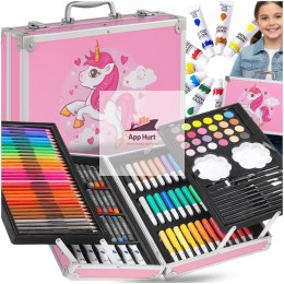 Zestaw Artystyczny w Walizce Dla Dzieci 145 El. 2 wzory do Malowania i Rysowania Prezent ASATO®